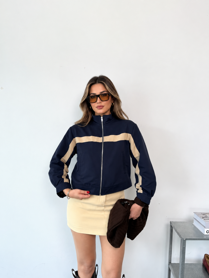 Kadın Dik Yaka Fermuarlı Spor Bomber Ceket- 5067