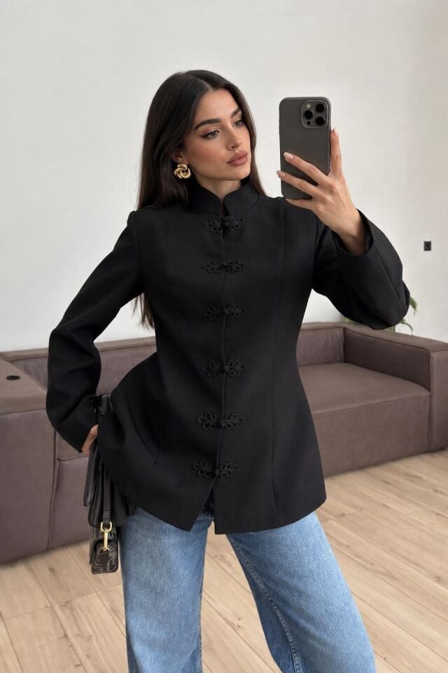 Vatkalı Astarlı Mandarin Yaka Ceket
